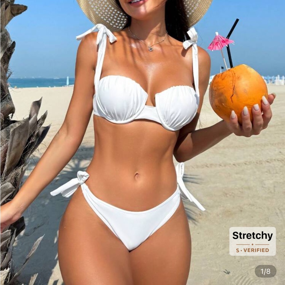 SHEIN White Bikini Set with Underwire and High-Cut Briefs